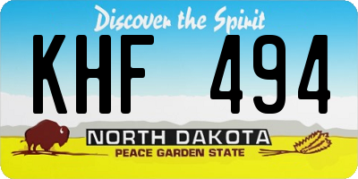 ND license plate KHF494