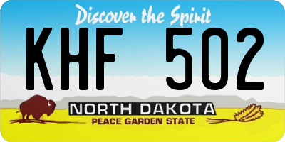 ND license plate KHF502