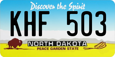 ND license plate KHF503