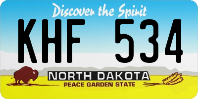 ND license plate KHF534