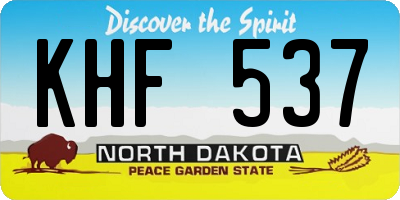 ND license plate KHF537