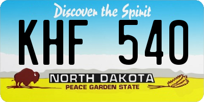 ND license plate KHF540