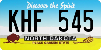 ND license plate KHF545