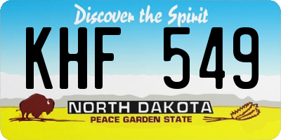 ND license plate KHF549