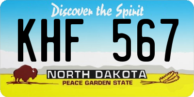 ND license plate KHF567