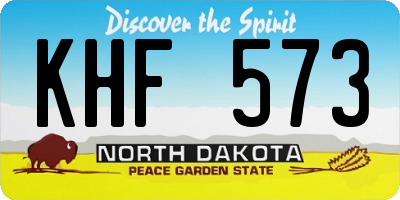ND license plate KHF573