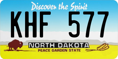 ND license plate KHF577