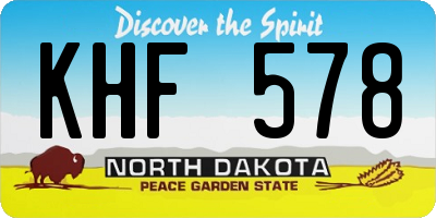 ND license plate KHF578