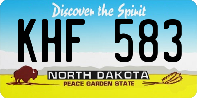 ND license plate KHF583