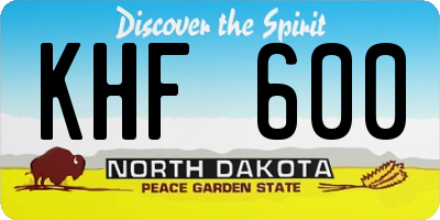 ND license plate KHF600
