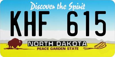 ND license plate KHF615