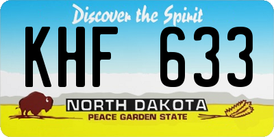 ND license plate KHF633