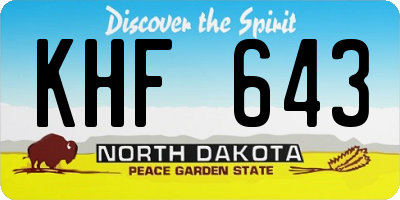 ND license plate KHF643