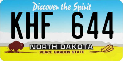 ND license plate KHF644