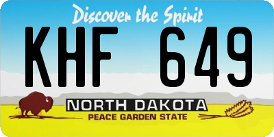 ND license plate KHF649