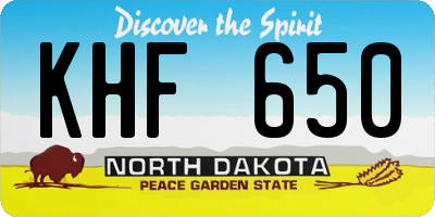 ND license plate KHF650