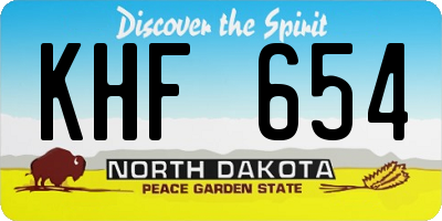 ND license plate KHF654