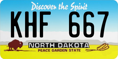 ND license plate KHF667