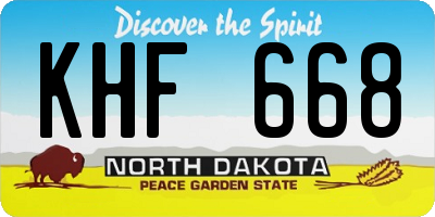 ND license plate KHF668