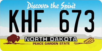 ND license plate KHF673