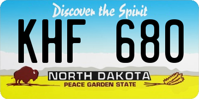 ND license plate KHF680