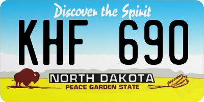 ND license plate KHF690