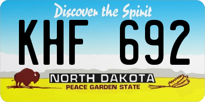 ND license plate KHF692