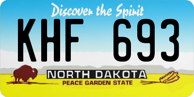 ND license plate KHF693