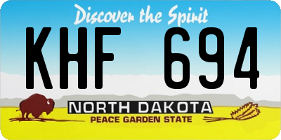 ND license plate KHF694
