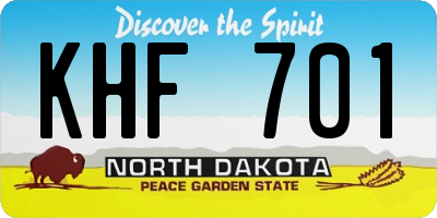ND license plate KHF701