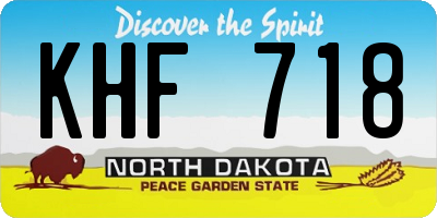 ND license plate KHF718