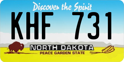 ND license plate KHF731