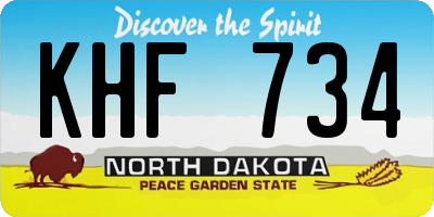 ND license plate KHF734