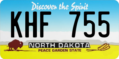 ND license plate KHF755