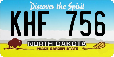 ND license plate KHF756