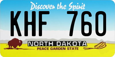 ND license plate KHF760