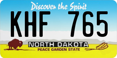 ND license plate KHF765