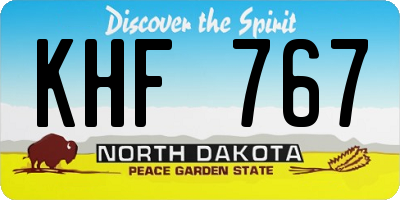 ND license plate KHF767