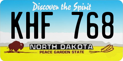 ND license plate KHF768