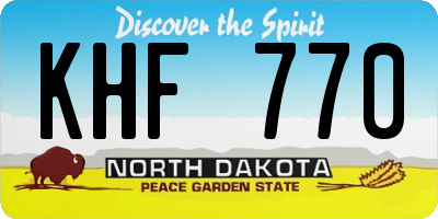 ND license plate KHF770