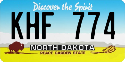 ND license plate KHF774