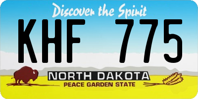 ND license plate KHF775