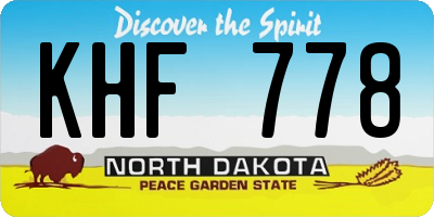 ND license plate KHF778