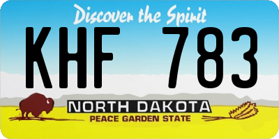 ND license plate KHF783