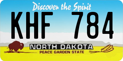 ND license plate KHF784