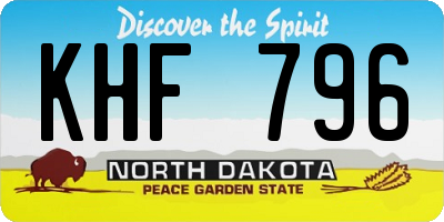 ND license plate KHF796