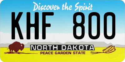 ND license plate KHF800