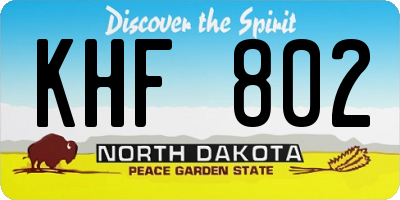 ND license plate KHF802