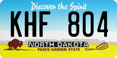 ND license plate KHF804
