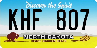 ND license plate KHF807